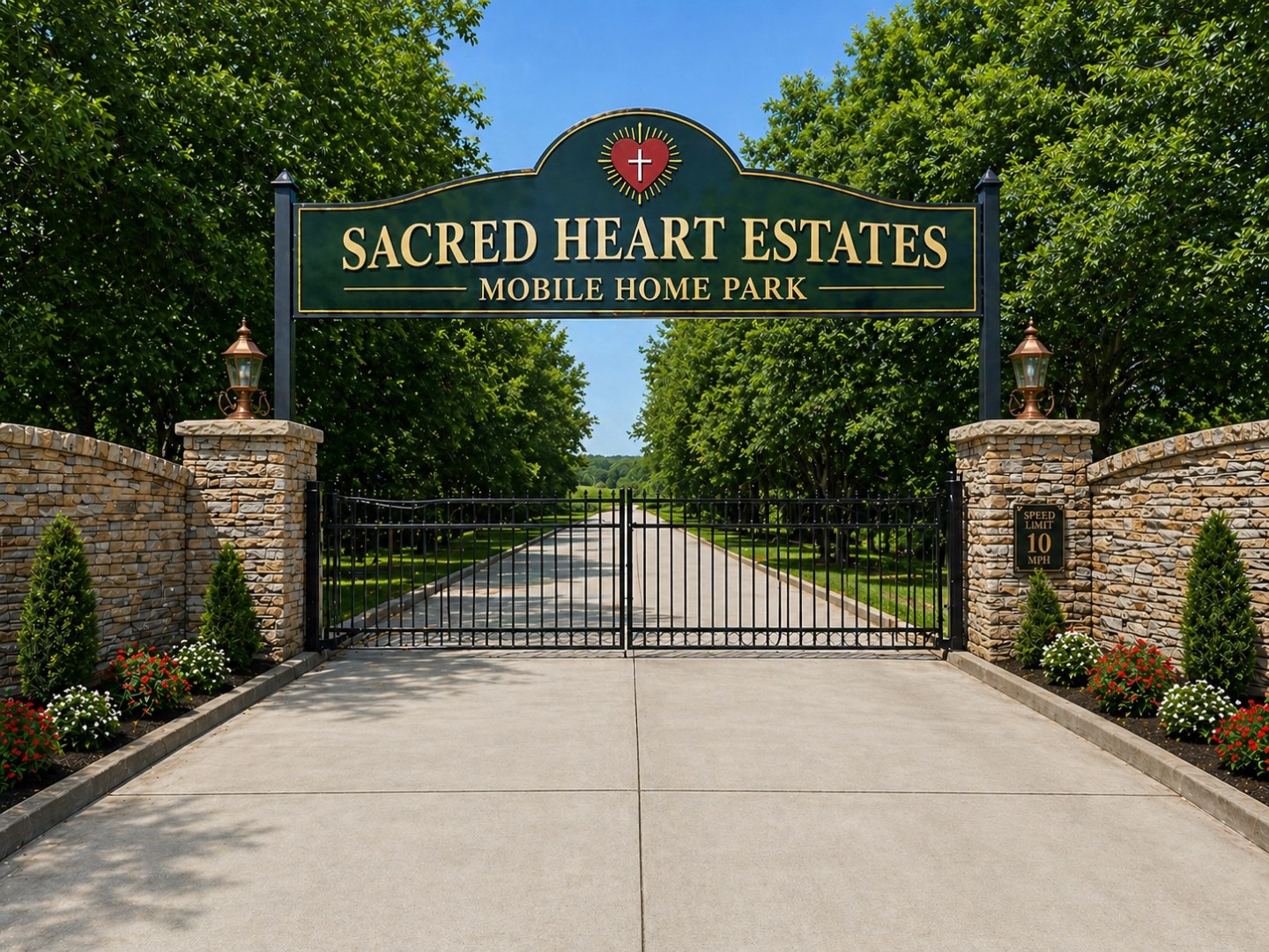 Entrance signage for Sacred Heart Estates Mobile Home Park